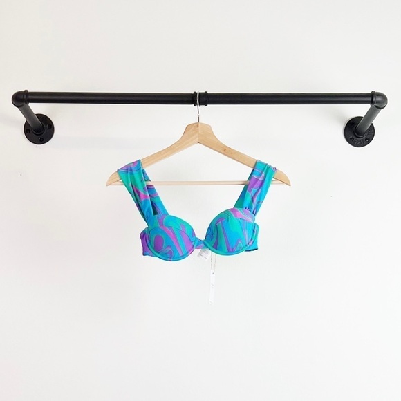 NWT WeWoreWhat Claudia Bikini Top in Paradise Marble Print - Picture 4 of 6